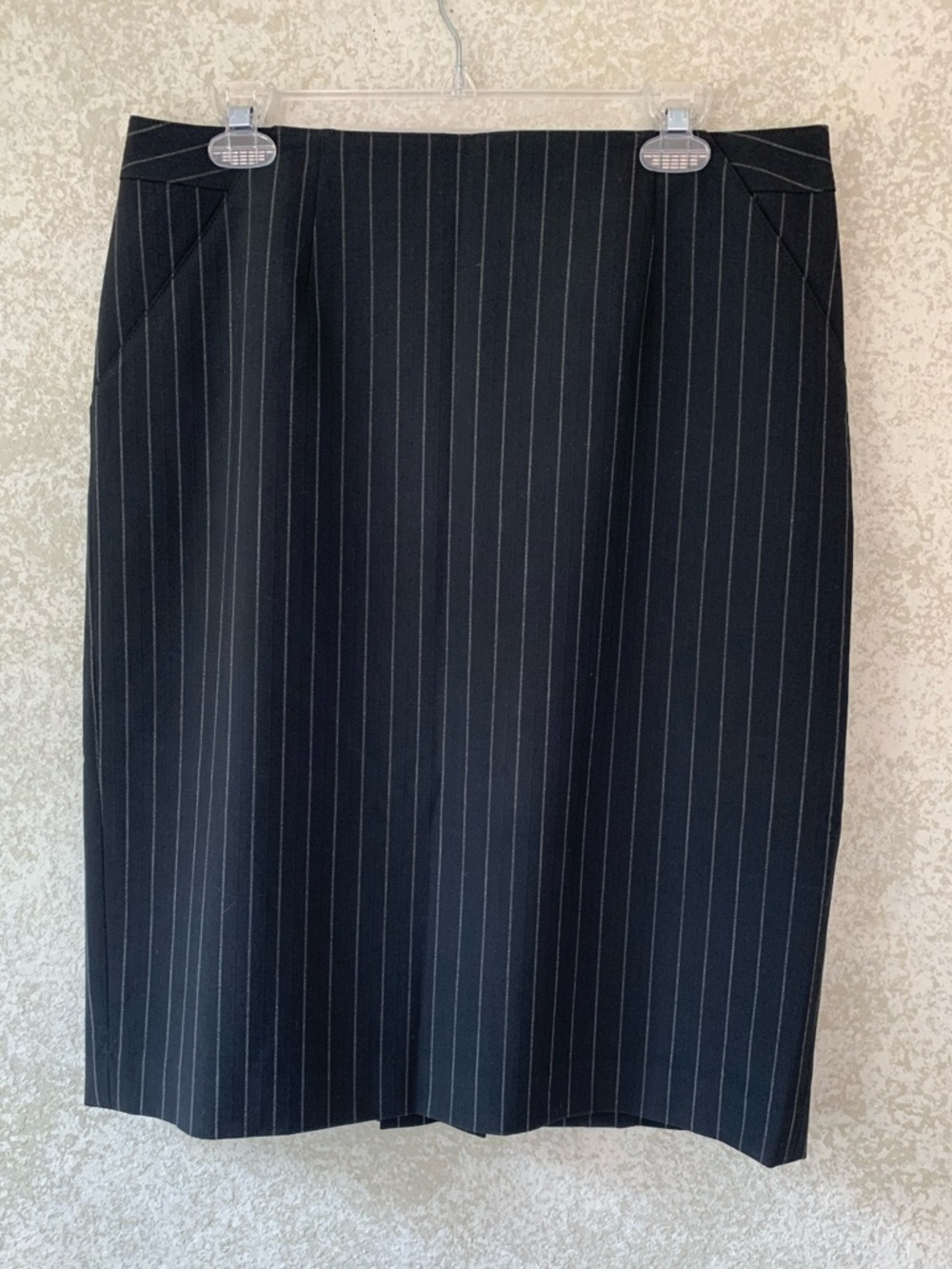 Semantiks Black Pinstripe Pencil Skirt Professional Office Workwear Size 12